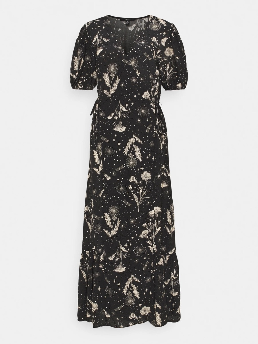 Mavi Floral Wrap Midi Dress - Black - Picture 2 of 8